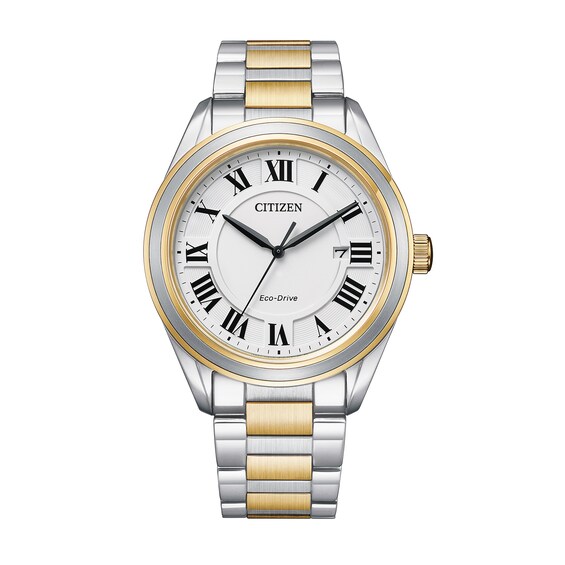 Ladies' Citizen Eco-DriveÂ® Arezzo Two-Tone Watch With White Dial (Model: AW1694-50A)