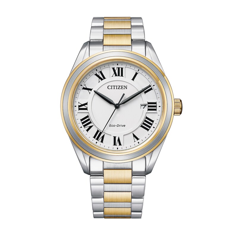 Ladies' Citizen Eco-Drive® Arezzo Two-Tone Watch with White Dial (Model: AW1694-50A)