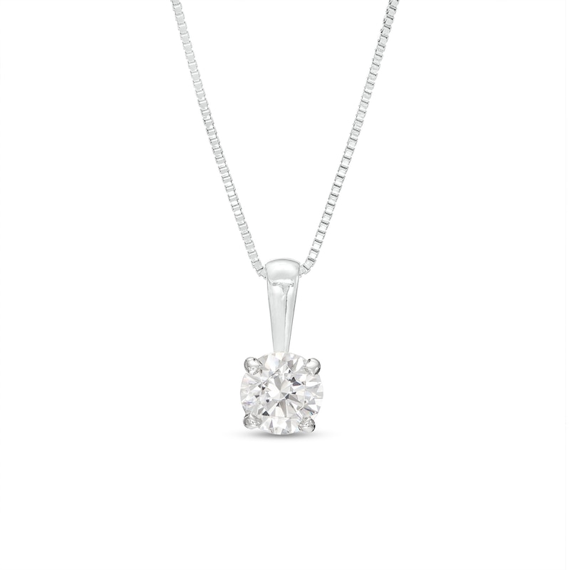 1/2 CT. Certified Diamond Solitaire Pendant in 14K White Gold (J/I2)