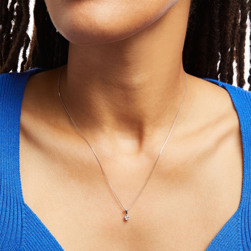 Main Image 2 of 1/6 CT. Certified Diamond Solitaire Pendant in 14K White Gold (J/I2)