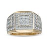 Thumbnail Image 1 of Men's 2 CT. T.W. Square Composite Diamond Frame Angular Loop Multi-Row Shank Ring in 10K Gold