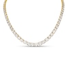 Thumbnail Image 1 of White Lab-Created Sapphire Graduated Tennis Necklace in 18K Gold Over Silver