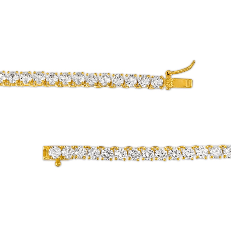 Main Image 3 of White Lab-Created Sapphire Graduated Tennis Necklace in 18K Gold Over Silver