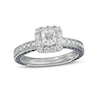Thumbnail Image 1 of Vera Wang Love Collection Sapphire and 1 CT. T.W. Princess-Cut Diamond Frame Engagement Ring in 14K White Gold