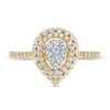 Thumbnail Image 4 of 1/2 CT. T.W. Pear-Shaped Multi-Diamond Double Frame Engagement Ring in 10K Gold