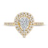 Thumbnail Image 3 of 1/2 CT. T.W. Pear-Shaped Multi-Diamond Double Frame Engagement Ring in 10K Gold