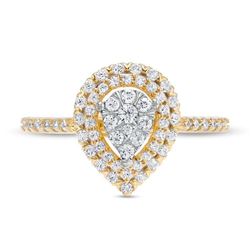 1/2 CT. T.W. Pear-Shaped Multi-Diamond Double Frame Engagement Ring in 10K Gold