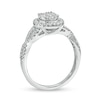 Thumbnail Image 2 of 1/2 CT. T.W. Oval Multi-Diamond Frame Twist Shank Vintage-Style Engagement Ring in 10K White Gold