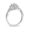 Thumbnail Image 2 of 1/2 CT. T.W. Oval Multi-Diamond Frame Twist Shank Vintage-Style Engagement Ring in 10K White Gold