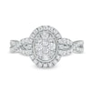 Thumbnail Image 3 of 1/2 CT. T.W. Oval Multi-Diamond Frame Twist Shank Vintage-Style Engagement Ring in 10K White Gold