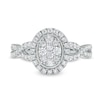 Thumbnail Image 4 of 1/2 CT. T.W. Oval Multi-Diamond Frame Twist Shank Vintage-Style Engagement Ring in 10K White Gold