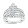 Thumbnail Image 0 of 1-1/2 CT. T.W. Marquise Multi-Diamond Triple Row Engagement Ring in 10K White Gold