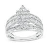 Thumbnail Image 1 of 1-1/2 CT. T.W. Marquise Multi-Diamond Triple Row Engagement Ring in 10K White Gold