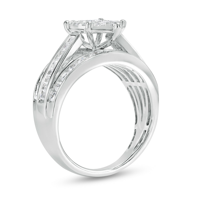1-1/2 CT. T.W. Marquise Multi-Diamond Triple Row Engagement Ring in 10K White Gold