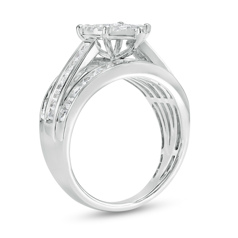 Main Image 3 of 1-1/2 CT. T.W. Marquise Multi-Diamond Triple Row Engagement Ring in 10K White Gold