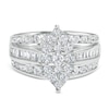 Thumbnail Image 3 of 1-1/2 CT. T.W. Marquise Multi-Diamond Triple Row Engagement Ring in 10K White Gold