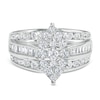 Thumbnail Image 4 of 1-1/2 CT. T.W. Marquise Multi-Diamond Triple Row Engagement Ring in 10K White Gold