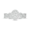 Thumbnail Image 4 of 5/8 CT. T.W. Oval Diamond Double Frame Twist Shank Bridal Set in 10K White Gold