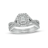 Thumbnail Image 0 of 5/8 CT. T.W. Emerald-Cut Diamond Frame Bridal Set in 10K White Gold (I/I1)