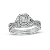 Thumbnail Image 1 of 5/8 CT. T.W. Emerald-Cut Diamond Frame Bridal Set in 10K White Gold (I/I1)