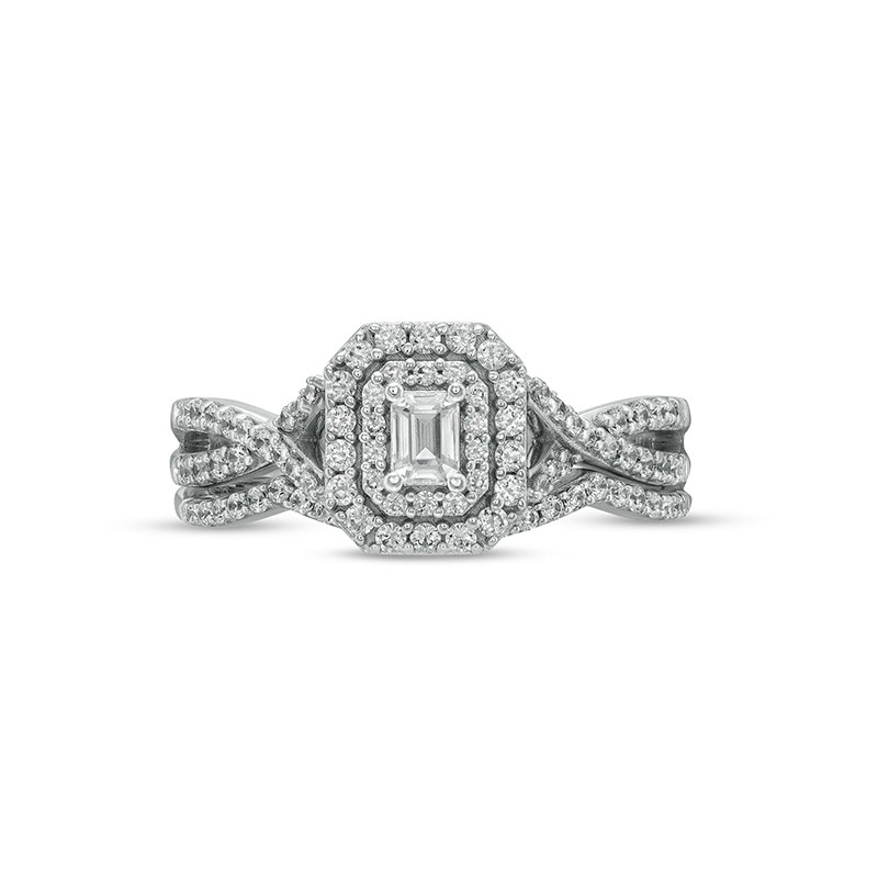 5/8 CT. T.W. Emerald-Cut Diamond Frame Bridal Set in 10K White Gold (I/I1)