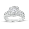 Thumbnail Image 1 of 1-1/4 CT. T.W. Cushion-Shaped Multi-Diamond Frame Triple Row Engagement Ring in 14K White Gold