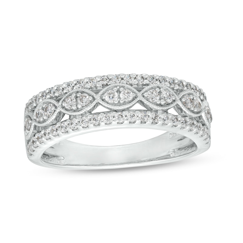 Main Image 1 of 1/2 CT. T.W. Diamond Triple Row Anniversary Band in 14K White Gold