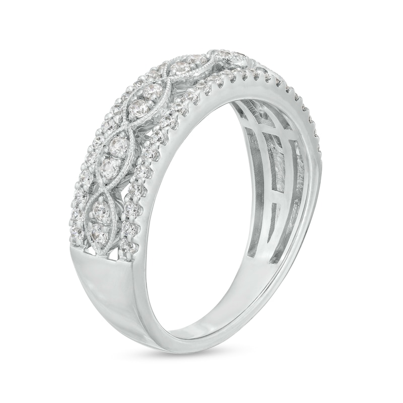 Main Image 3 of 1/2 CT. T.W. Diamond Triple Row Anniversary Band in 14K White Gold