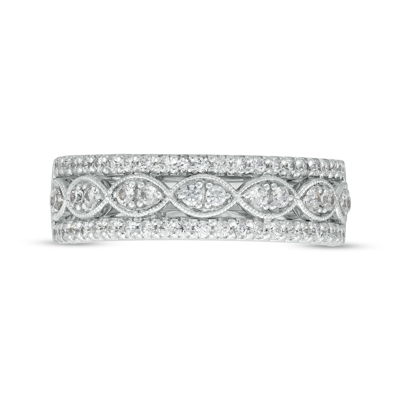 Main Image 4 of 1/2 CT. T.W. Diamond Triple Row Anniversary Band in 14K White Gold