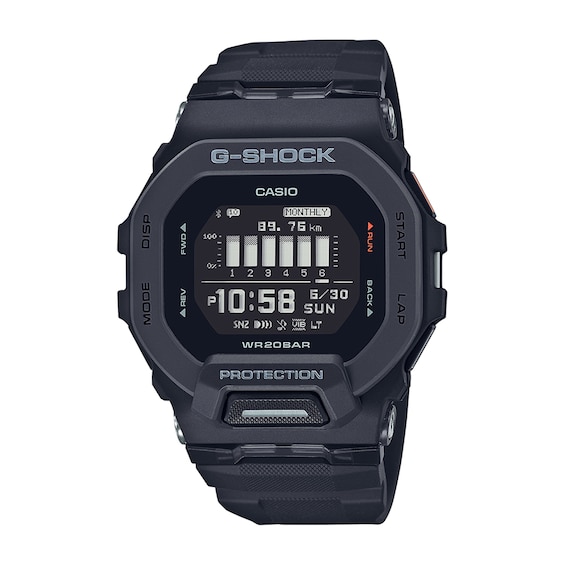 Men's Casio G-Shock Move Black Resin Strap Watch with Octagonal Black Dial (Model: GBD200-1)