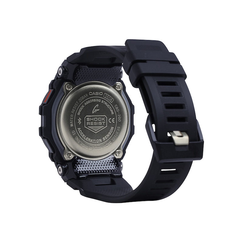 Men's Casio G-Shock Move Black Resin Strap Watch with Octagonal Black Dial (Model: GBD200-1)