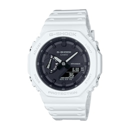 Men's Casio G-Shock Classic White Resin Strap Watch with Black Dial (Model: GA2100-7A)