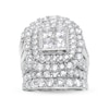 Thumbnail Image 0 of 7 CT. T.W. Quad Princess-Cut Diamond Cushion-Shaped Frame Vintage-Style Three Piece Bridal Set in 14K White Gold