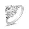 Enchanted Disney Cinderella 3/4 CT. T.W. Emerald-Cut Diamond Double Frame Carriage Engagement Ring in 14K White Gold
