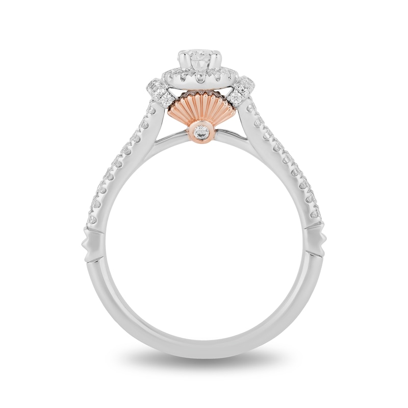Main Image 3 of Enchanted Disney Mulan 1 CT. T.W. Oval Diamond Frame Split Shank Engagement Ring in 14K White Gold