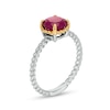 Thumbnail Image 3 of 7.0mm Ruby Solitaire Rope-Textured Frame and Shank Ring in Sterling Silver and 10K Gold