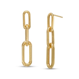 Paper Clip Link Triple Drop Earrings in 10K Gold