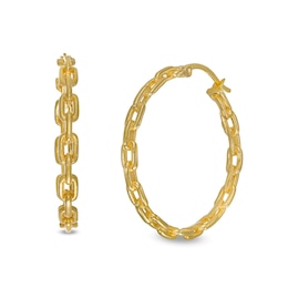 30.0mm Paper Clip Chain Link Hoop Earrings in 10K Gold