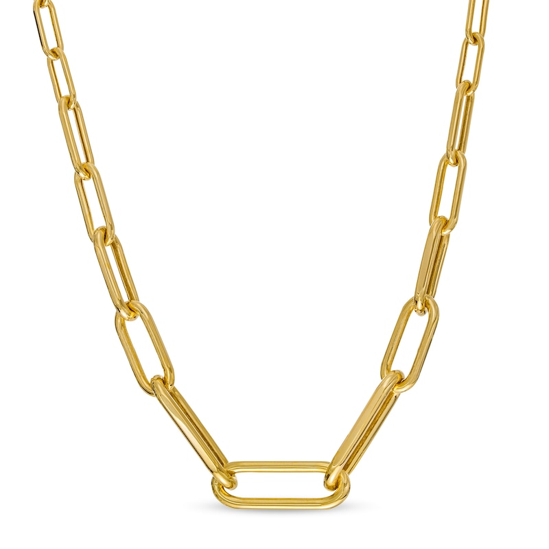 Main Image 1 of Graduated Paper Clip Link Necklace in 10K Gold - 16"