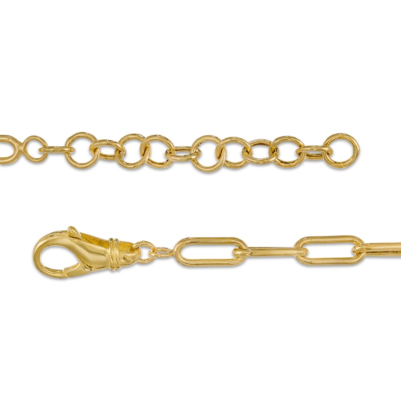 14K Gold Large Open Link Chain with Diamond Carabiner Necklace 14K Rose Gold / 18 +$300