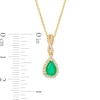 Thumbnail Image 3 of Pear-Shaped Emerald and 1/10 CT. T.W. Diamond Frame Twist Bail Pendant in 10K Gold