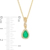 Thumbnail Image 4 of Pear-Shaped Emerald and 1/10 CT. T.W. Diamond Frame Twist Bail Pendant in 10K Gold