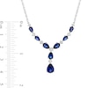 Thumbnail Image 2 of Pear-Shaped Blue and White Lab-Created Sapphire Alternating Teardrop "Y" Necklace in Sterling Silver