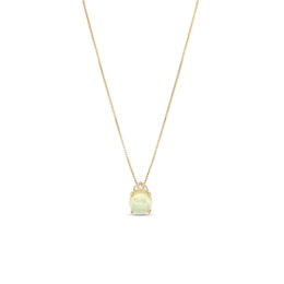 6.0mm Opal Cabochon and Diamond Accent Trio Crown Pendant in 10K Gold