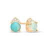 5.0mm Opal And Diamond Accent Trio Crown Stud Earrings In 10K Gold