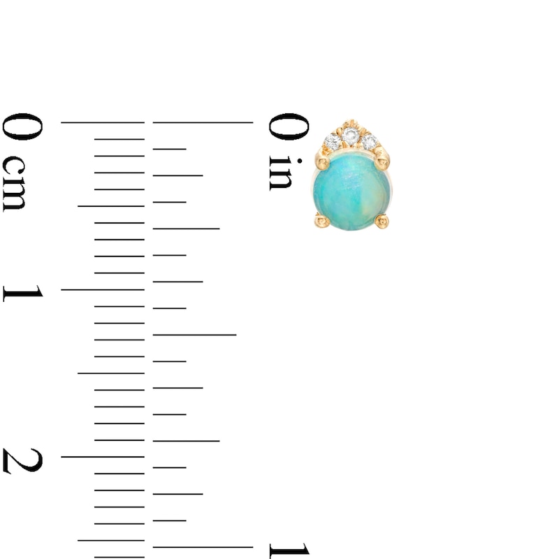 Main Image 3 of 5.0mm Opal and Diamond Accent Trio Crown Stud Earrings in 10K Gold