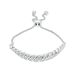 Diamond Accent Slant Bolo Bracelet in Sterling Silver – 9.5&quot;