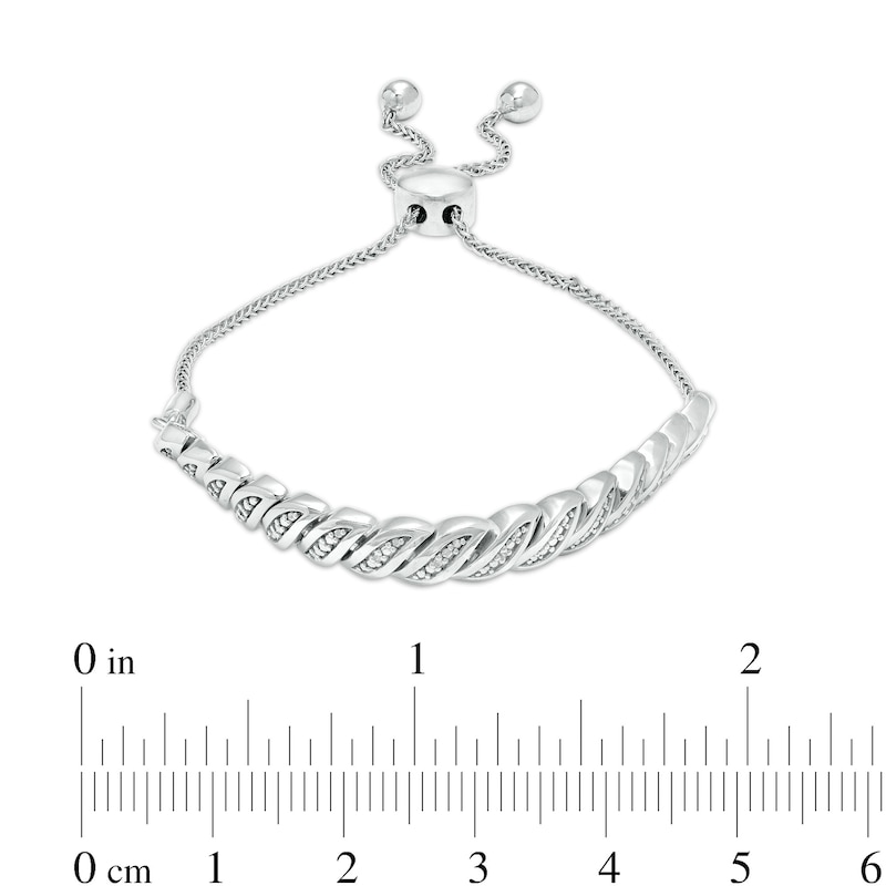 Main Image 2 of Diamond Accent Slant Bolo Bracelet in Sterling Silver – 9.5"