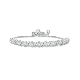 1/4 CT. T.W. Diamond Alternating Curve Bracelet in Sterling Silver – 9.5&quot;