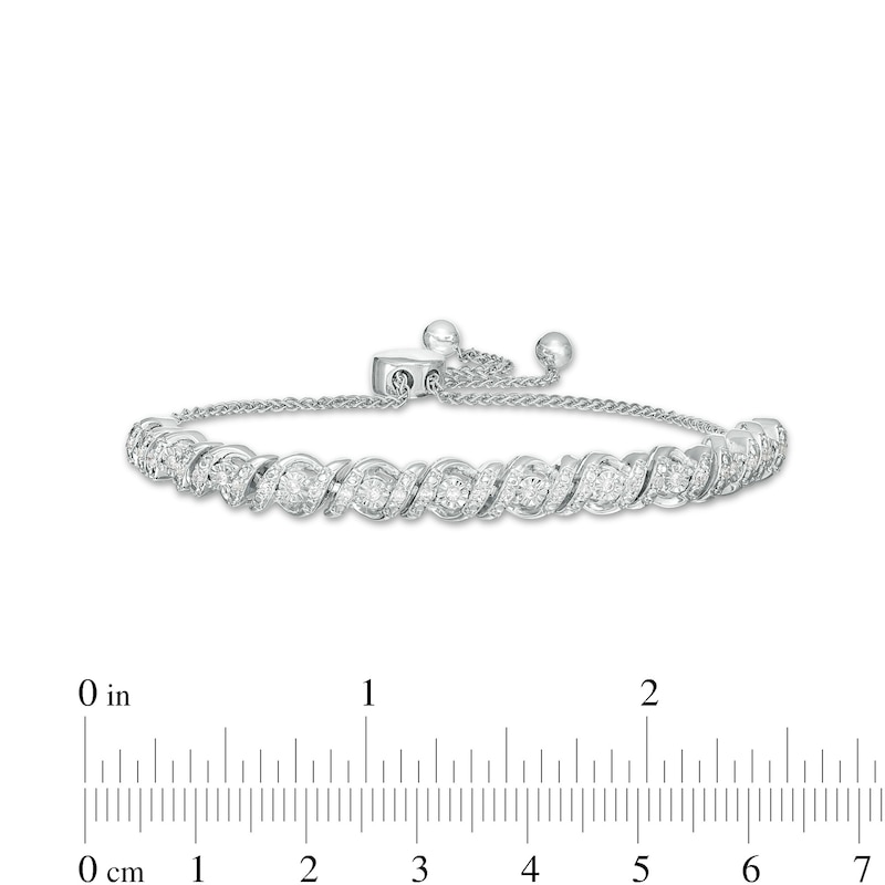 1/4 CT. T.W. Diamond Alternating Curve Bracelet in Sterling Silver – 9.5"